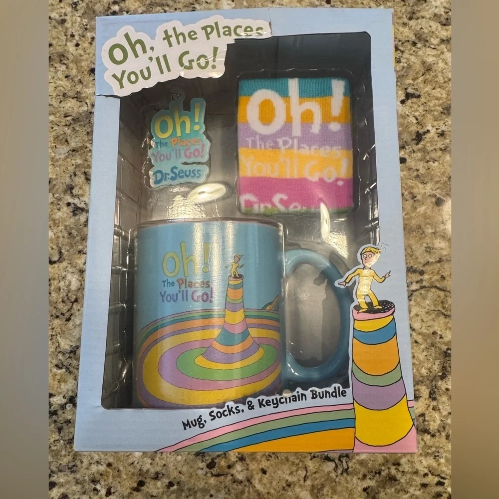 Dr. Seuss 'Oh, the Places You'll Go!' Blue Mug, Socks & Keychain Gift Set grad